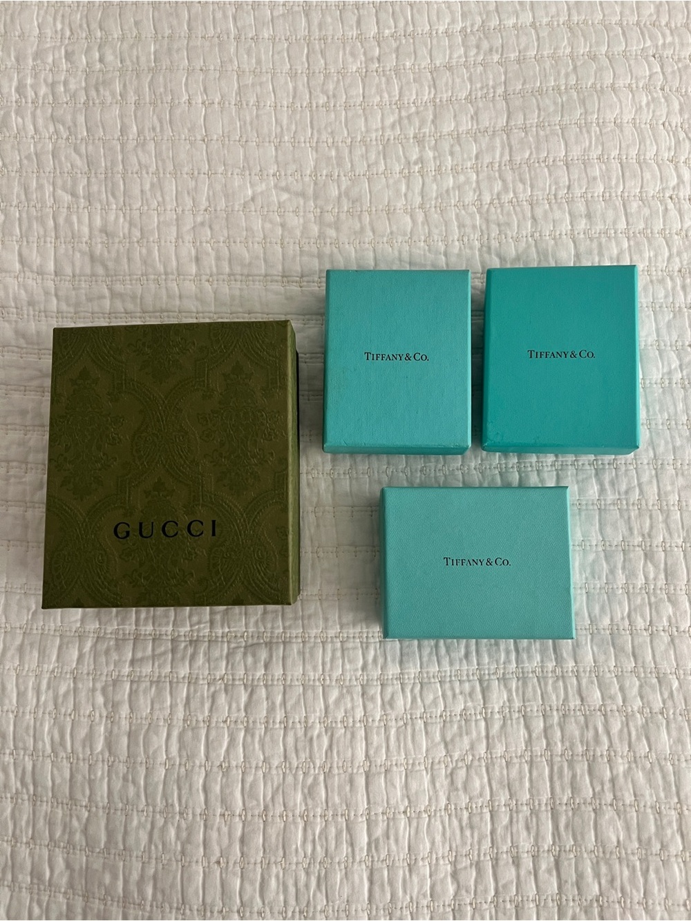 Gucci Green Box & Tiffany Blue Jewelry Boxes Set of 4